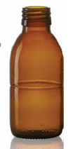 180 ml siroopfles, amber, type 3 geblazen glas